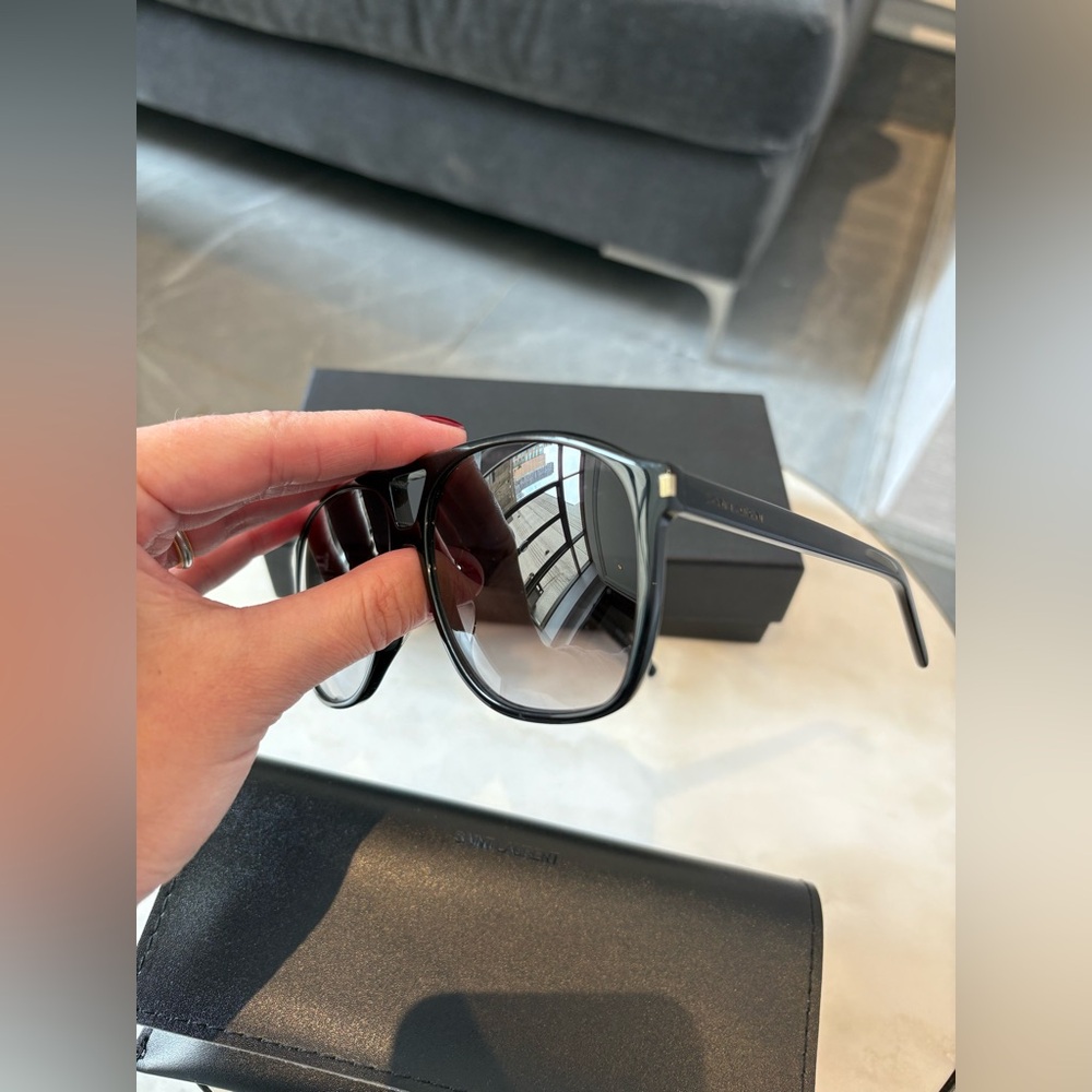 Saint Laurent Eyewear Aviator Sunglasses Unisex SL 596 Dune Acetate in Black - Picture 6 of 16